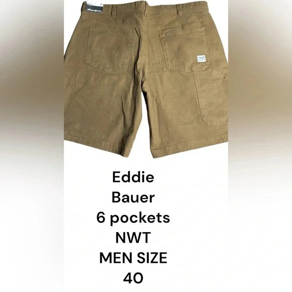 Eddie Bauer 6 pockets classic fit  shorts . Men size 40. Cotton,denim feel,NWT - Picture 1 of 13
